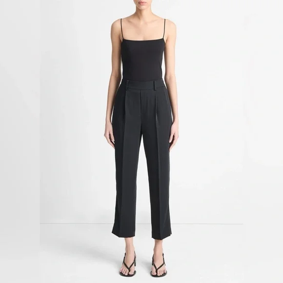 Vince. Large black trouser pants pull on elastic back waist women’s $325 work - Picture 1 of 12